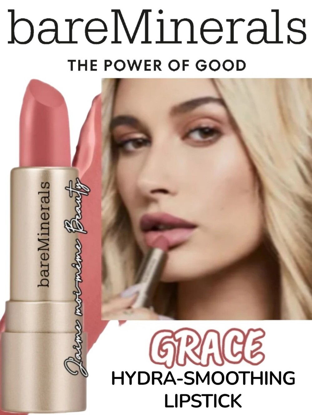 Bareminerals Hydrasmoothing Lipstick In GRACE PEACHY PINK NUDE